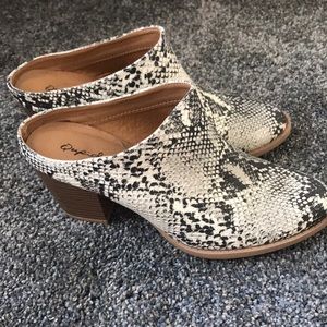 Snakeskin mules